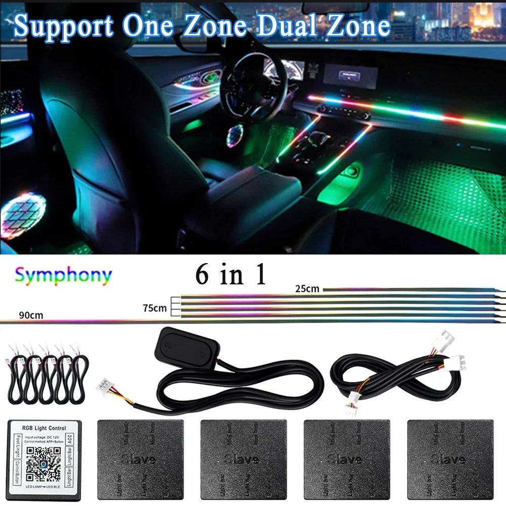 KALADA RGB Acrylic Ambient Light Kit – 213 Symphony Colors, App Control | 6-in-1 to 18-in-1 - Veltrixa Auto
