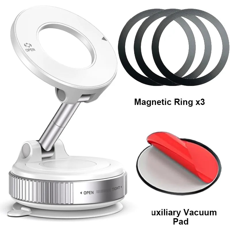Veltrixa™ Ultra-Grip Mechanical Vacuum Magnetic Phone Mount – 360° Rotation, Zero-Vibration | Universal Fit