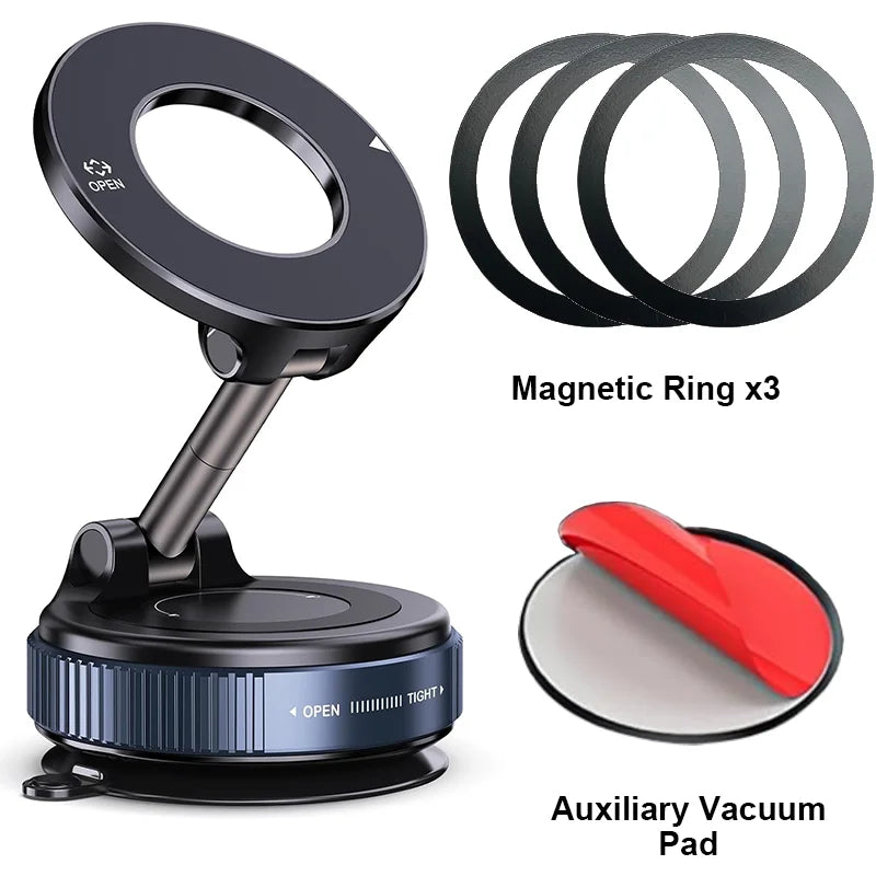 Veltrixa™ Ultra-Grip Mechanical Vacuum Magnetic Phone Mount – 360° Rotation, Zero-Vibration | Universal Fit
