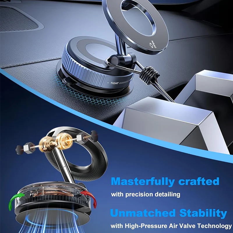 Veltrixa™ Ultra-Grip Mechanical Vacuum Magnetic Phone Mount – 360° Rotation, Zero-Vibration | Universal Fit