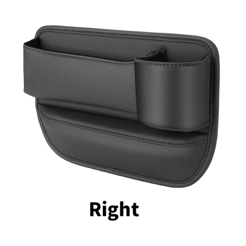 Veltrixa™ PU Leather Car Seat Gap Organizer – Cup Holder & Storage, No Tools | Universal Fit