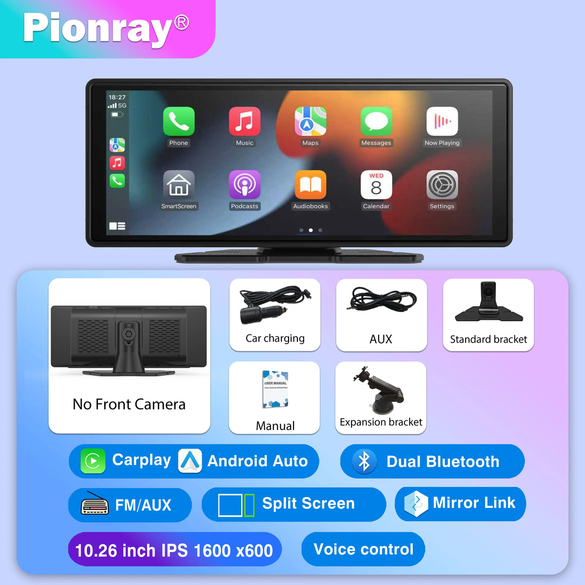 Veltrixa™ 7 to 10.26 Inch Wireless CarPlay Screen – Universal Fit, No Wiring