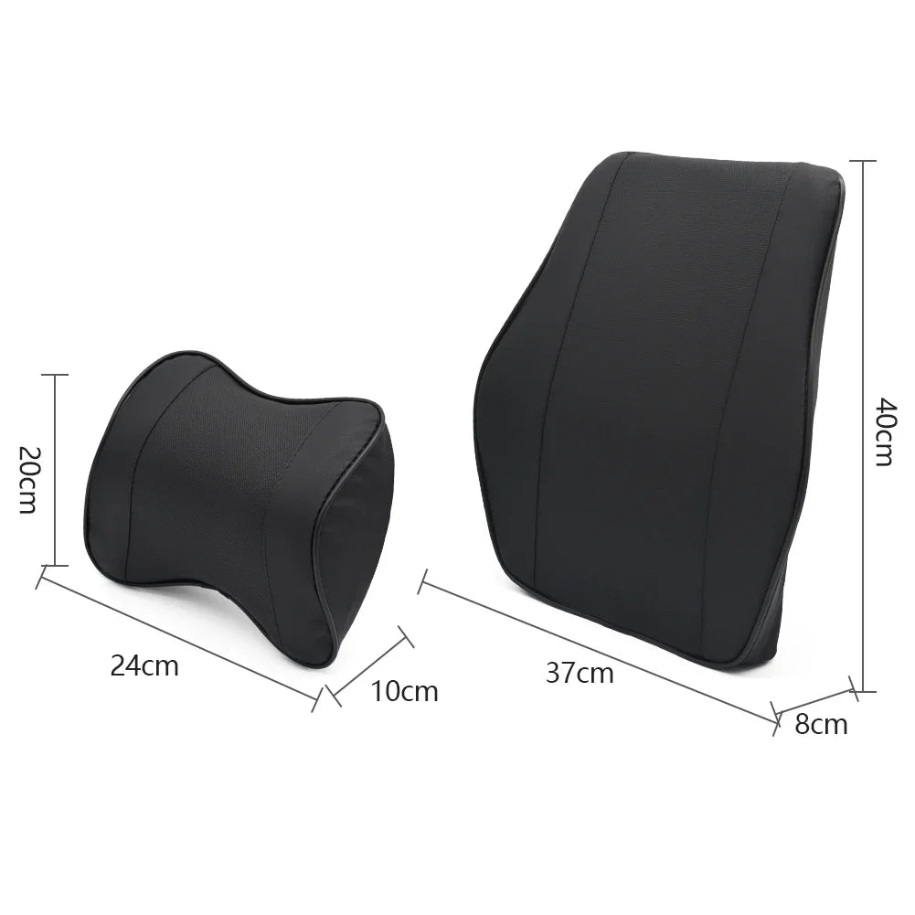 Veltrixa™ 3-Point Memory Foam Neck & Lumbar Support Set – Adjustable, Breathable | Universal Fit
