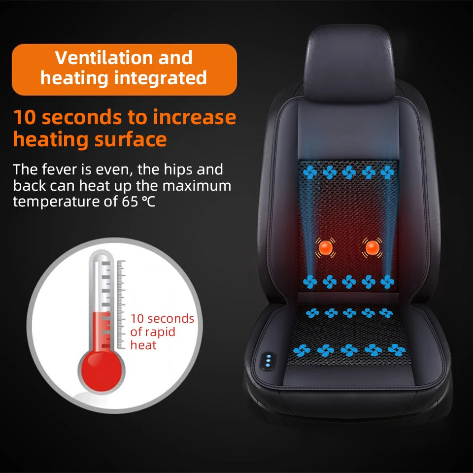 Veltrixa™ 3-in-1 Cooling & Heating Car Seat Cushion – 10-Fan Ventilation, Massage | 12V Universal