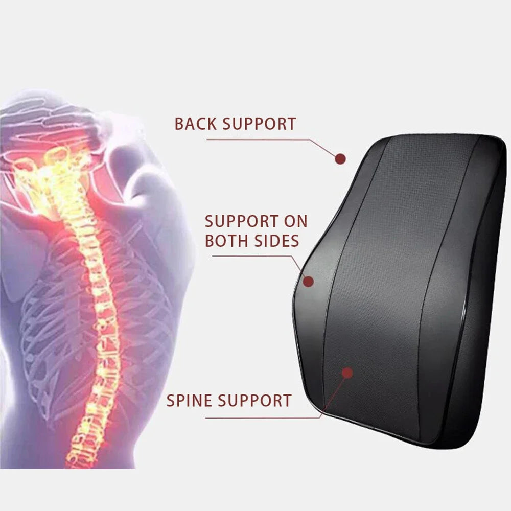 Veltrixa™ 3-Point Memory Foam Neck & Lumbar Support Set – Adjustable, Breathable | Universal Fit