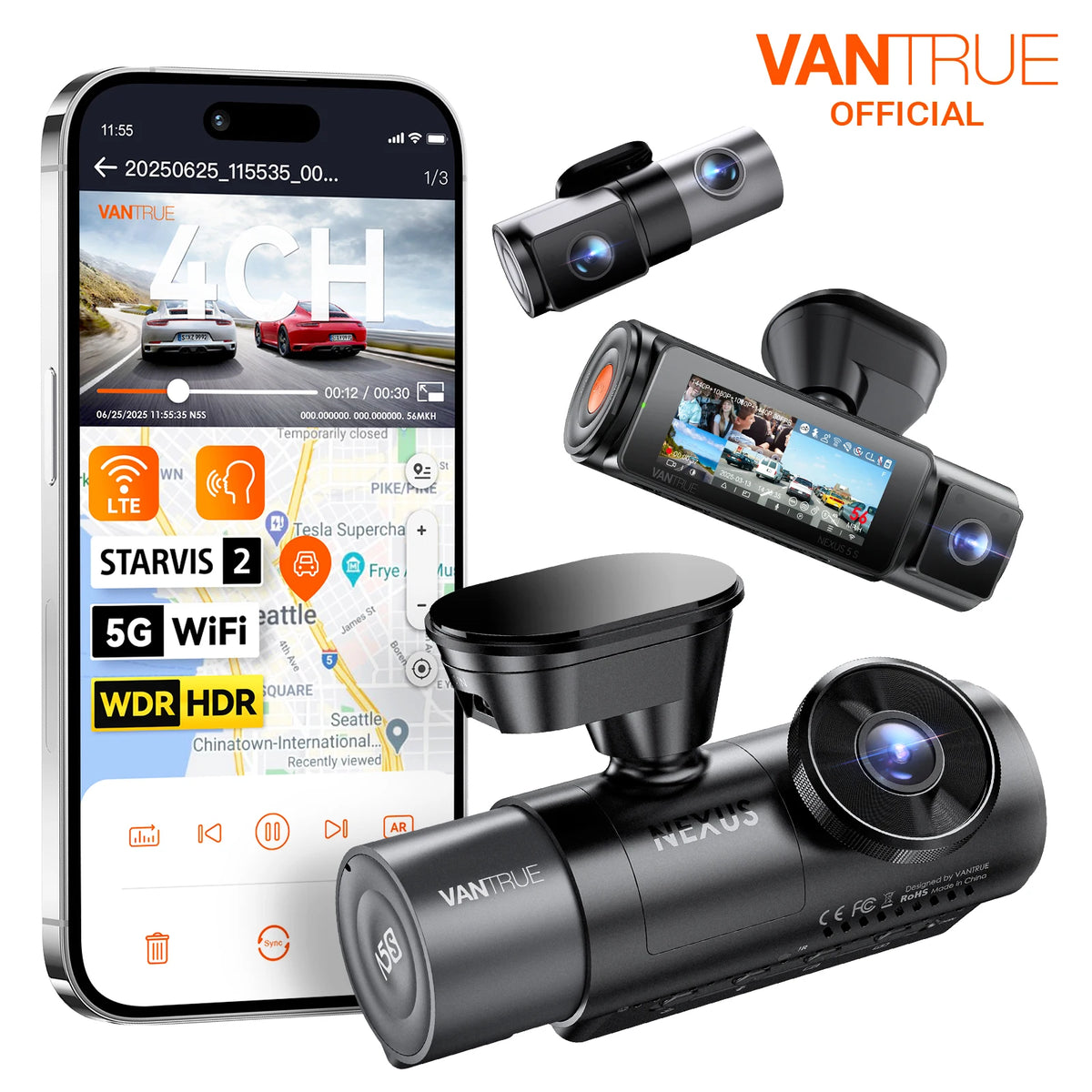 Vantrue N5S 4-Channel DashCam |  360° Night Vision | Veltrixa Auto