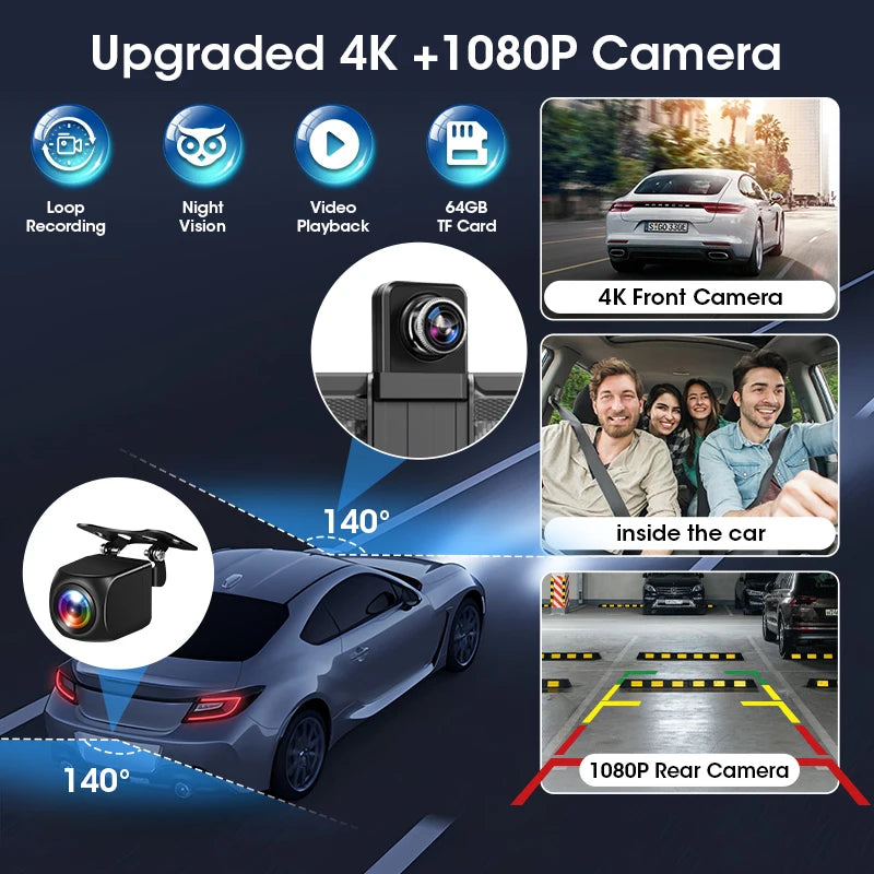 Veltrixa™ 11.3" CarPlay & Android Auto Screen with 4K Dashcam