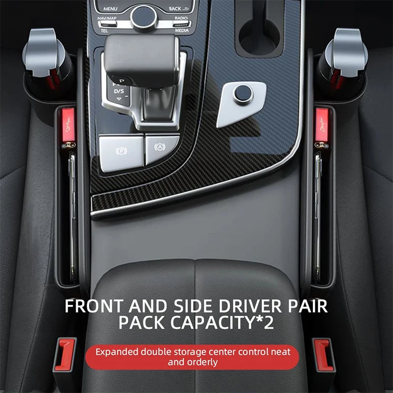 Veltrixa™ PU Leather Car Seat Gap Organizer – Cup Holder & Storage, No Tools | Universal Fit