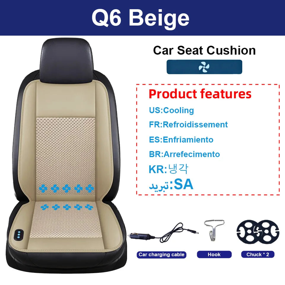 Veltrixa™ 3-in-1 Cooling & Heating Car Seat Cushion – 10-Fan Ventilation, Massage | 12V Universal