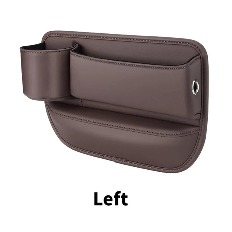 Veltrixa™ PU Leather Car Seat Gap Organizer – Cup Holder & Storage, No Tools | Universal Fit