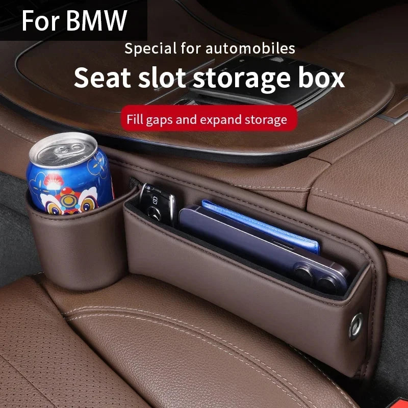 Veltrixa™ PU Leather Car Seat Gap Organizer – Cup Holder & Storage, No Tools | Universal Fit
