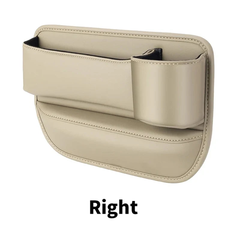 Veltrixa™ PU Leather Car Seat Gap Organizer – Cup Holder & Storage, No Tools | Universal Fit