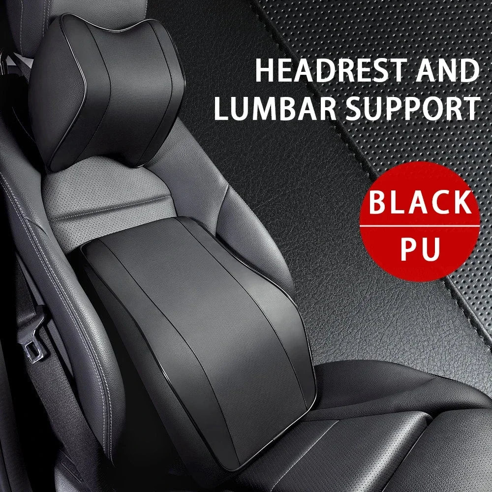 Veltrixa™ 3-Point Memory Foam Neck & Lumbar Support Set – Adjustable, Breathable | Universal Fit