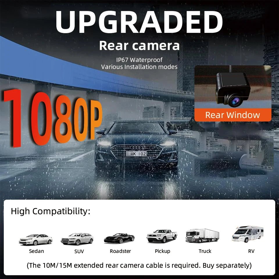 E-ACE B72P 3-Channel 4K Dashcam – Front, Cabin & Rear Recording, Sony STARVIS 2 | Universal Fi - Veltrixa Auto