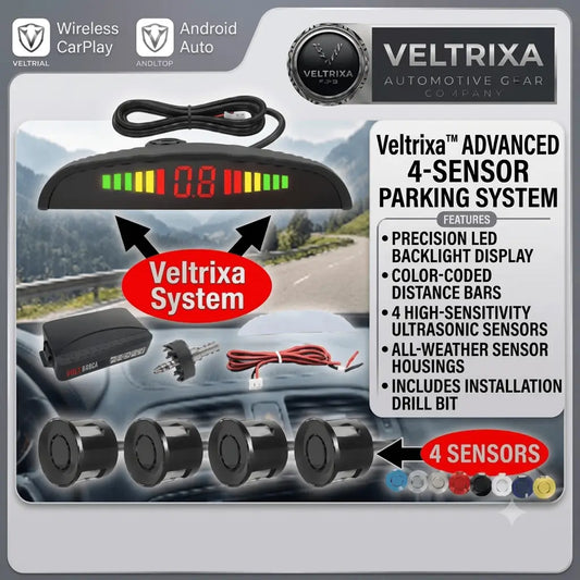 FirstSafe 4-Sensor LED Parking Sensor Kit – Reverse Radar, 13-Color Display | Universal 12V