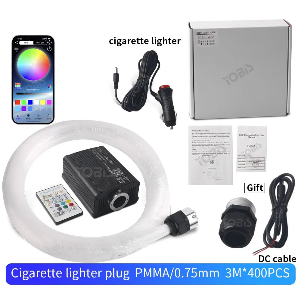 GUADSUN 16W Fiber Optic Star Ceiling Light – RGBW, Music Sync, App Control | Universal Car Fit - Veltrixa Auto