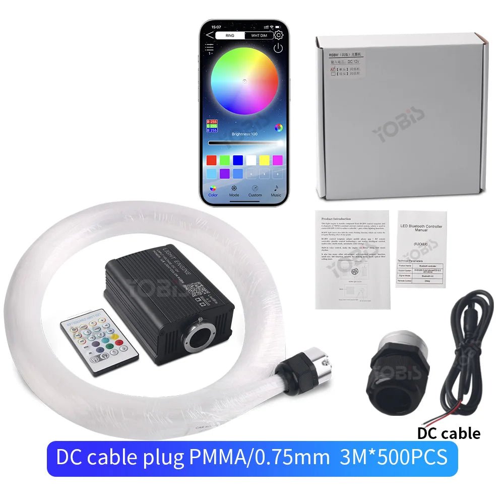 GUADSUN 16W Fiber Optic Star Ceiling Light – RGBW, Music Sync, App Control | Universal Car Fit - Veltrixa Auto