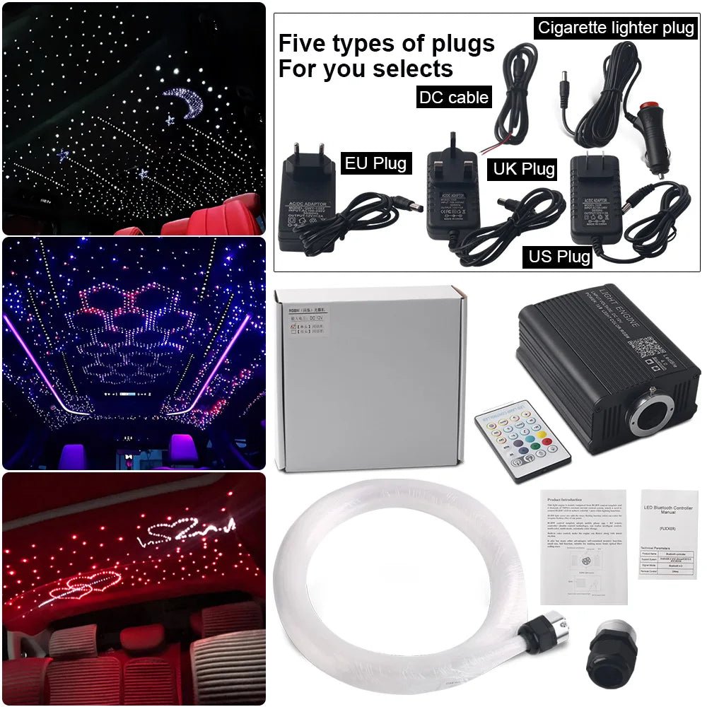 GUADSUN 16W Fiber Optic Star Ceiling Light – RGBW, Music Sync, App Control | Universal Car Fit - Veltrixa Auto