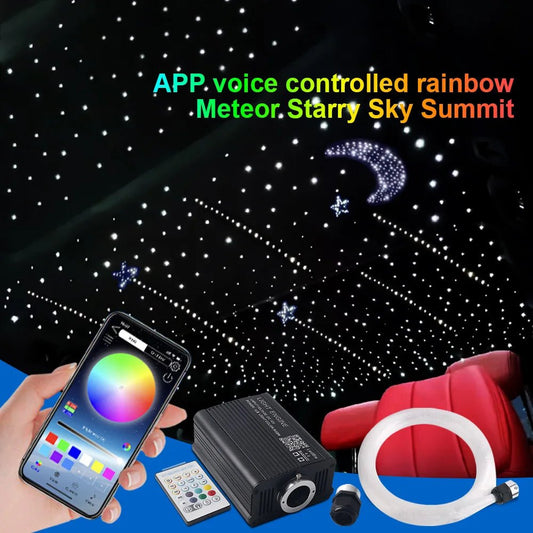 GUADSUN 16W Fiber Optic Star Ceiling Light – RGBW, Music Sync, App Control | Universal Car Fit - Veltrixa Auto