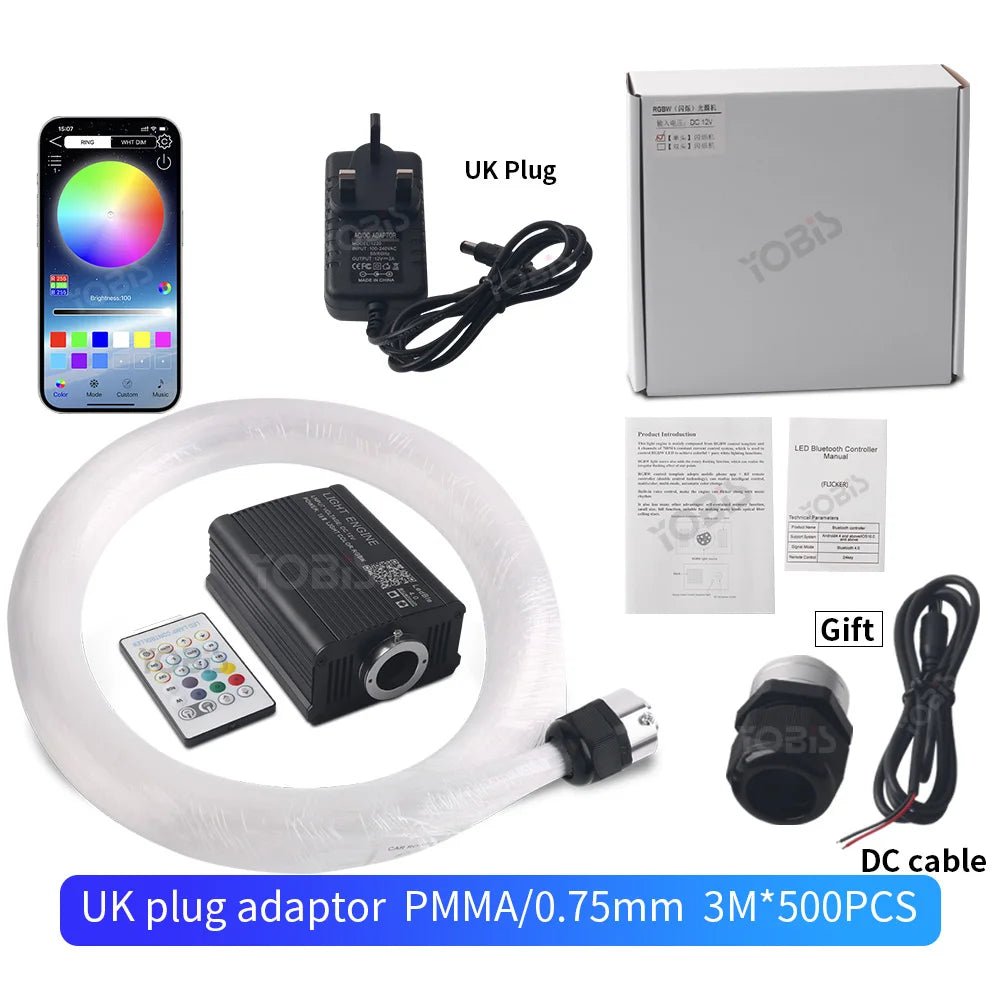 GUADSUN 16W Fiber Optic Star Ceiling Light – RGBW, Music Sync, App Control | Universal Car Fit - Veltrixa Auto