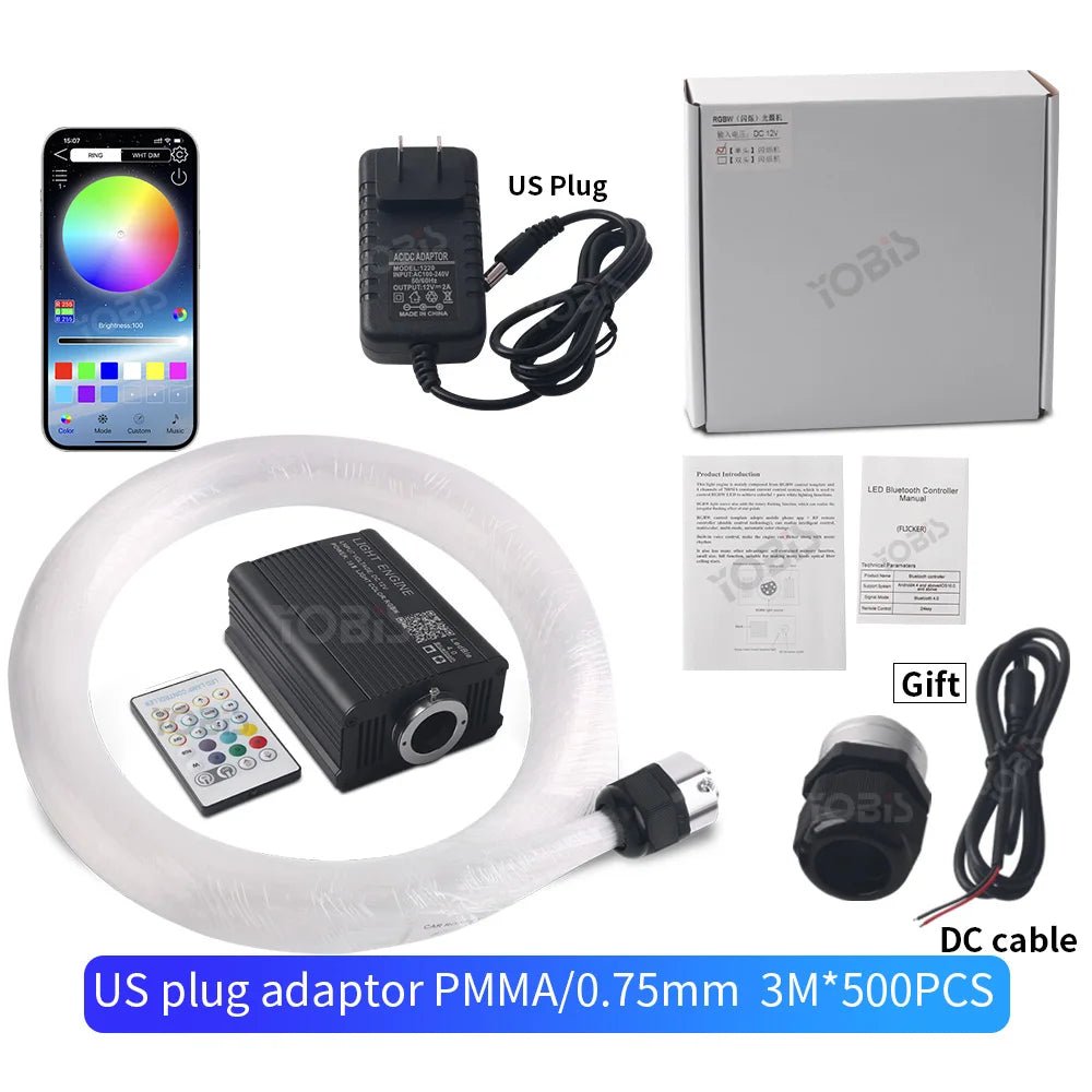 GUADSUN 16W Fiber Optic Star Ceiling Light – RGBW, Music Sync, App Control | Universal Car Fit - Veltrixa Auto