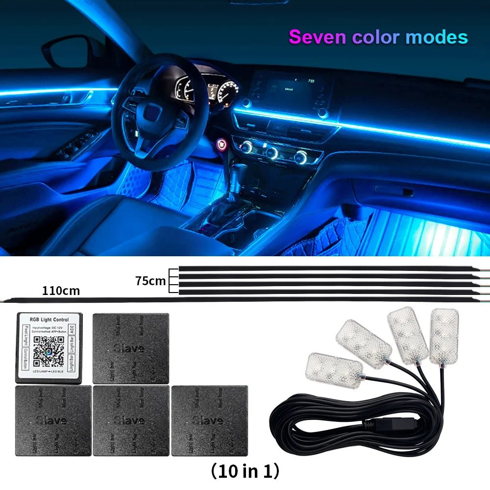 KALADA RGB Acrylic Ambient Light Kit – 213 Symphony Colors, App Control | 6-in-1 to 18-in-1 - Veltrixa Auto