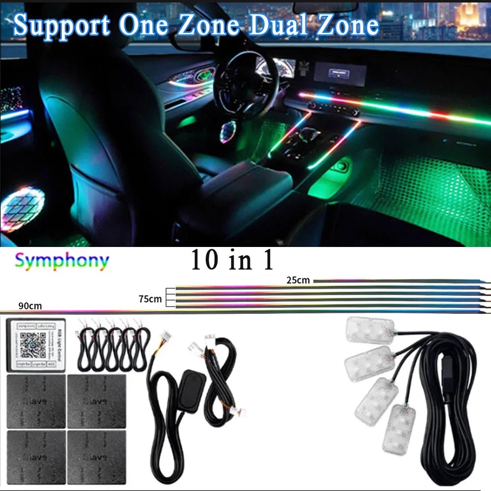 KALADA RGB Acrylic Ambient Light Kit – 213 Symphony Colors, App Control | 6-in-1 to 18-in-1 - Veltrixa Auto