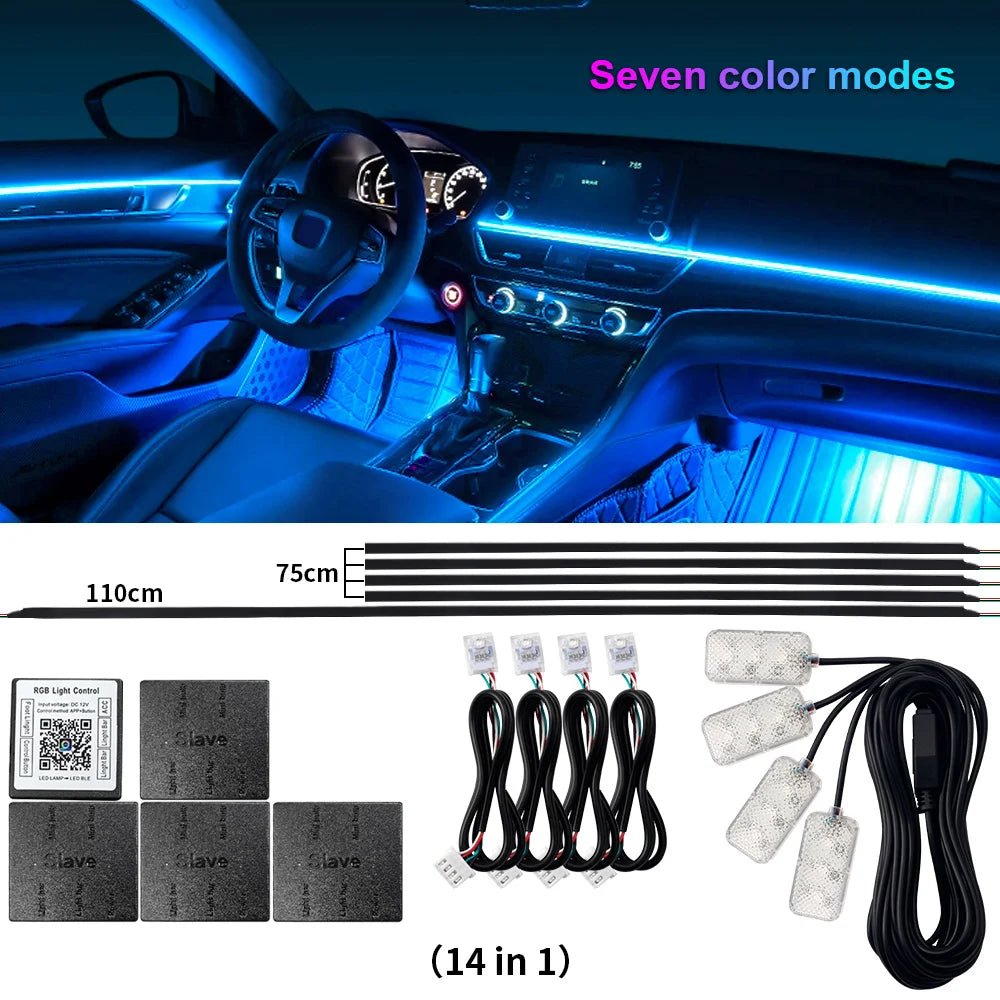 KALADA RGB Acrylic Ambient Light Kit – 213 Symphony Colors, App Control | 6-in-1 to 18-in-1 - Veltrixa Auto