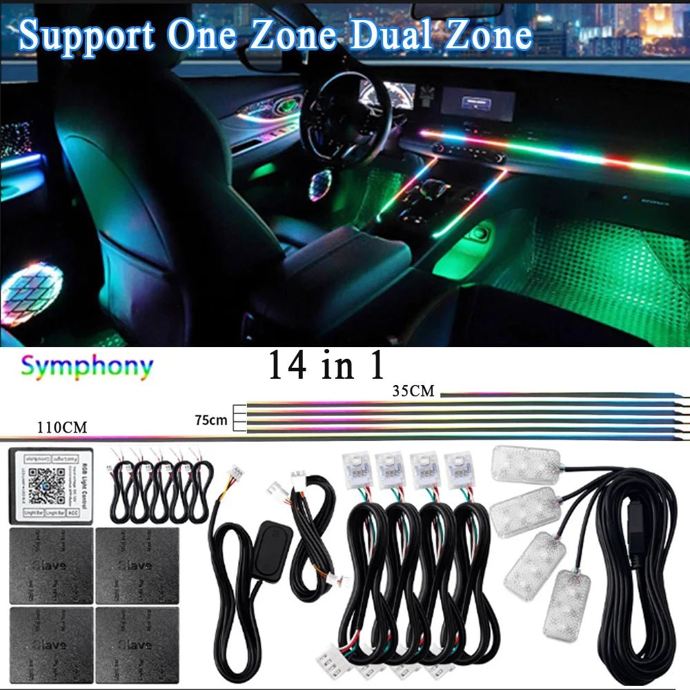 KALADA RGB Acrylic Ambient Light Kit – 213 Symphony Colors, App Control | 6-in-1 to 18-in-1 - Veltrixa Auto