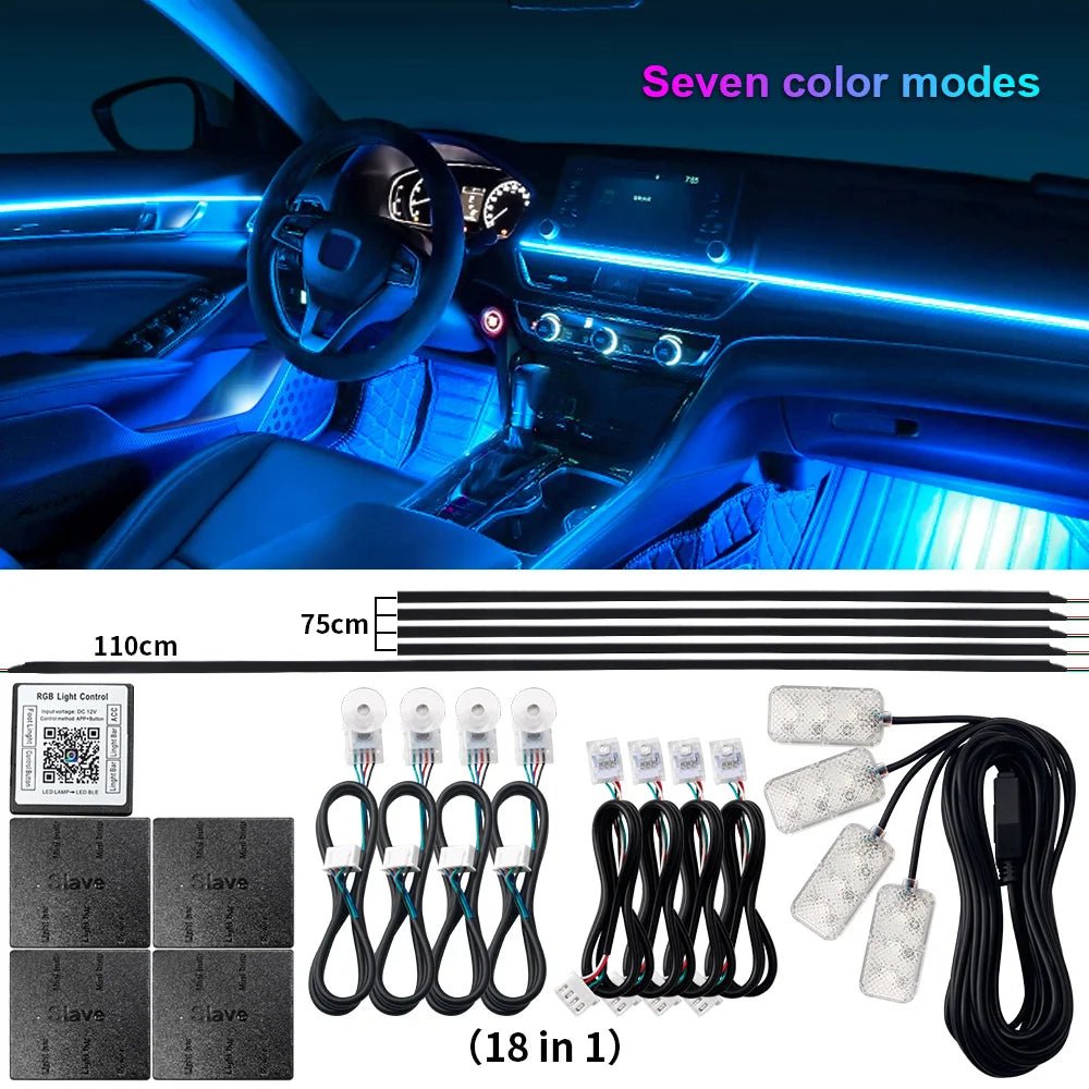 KALADA RGB Acrylic Ambient Light Kit – 213 Symphony Colors, App Control | 6-in-1 to 18-in-1 - Veltrixa Auto