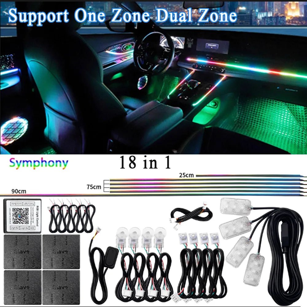KALADA RGB Acrylic Ambient Light Kit – 213 Symphony Colors, App Control | 6-in-1 to 18-in-1 - Veltrixa Auto