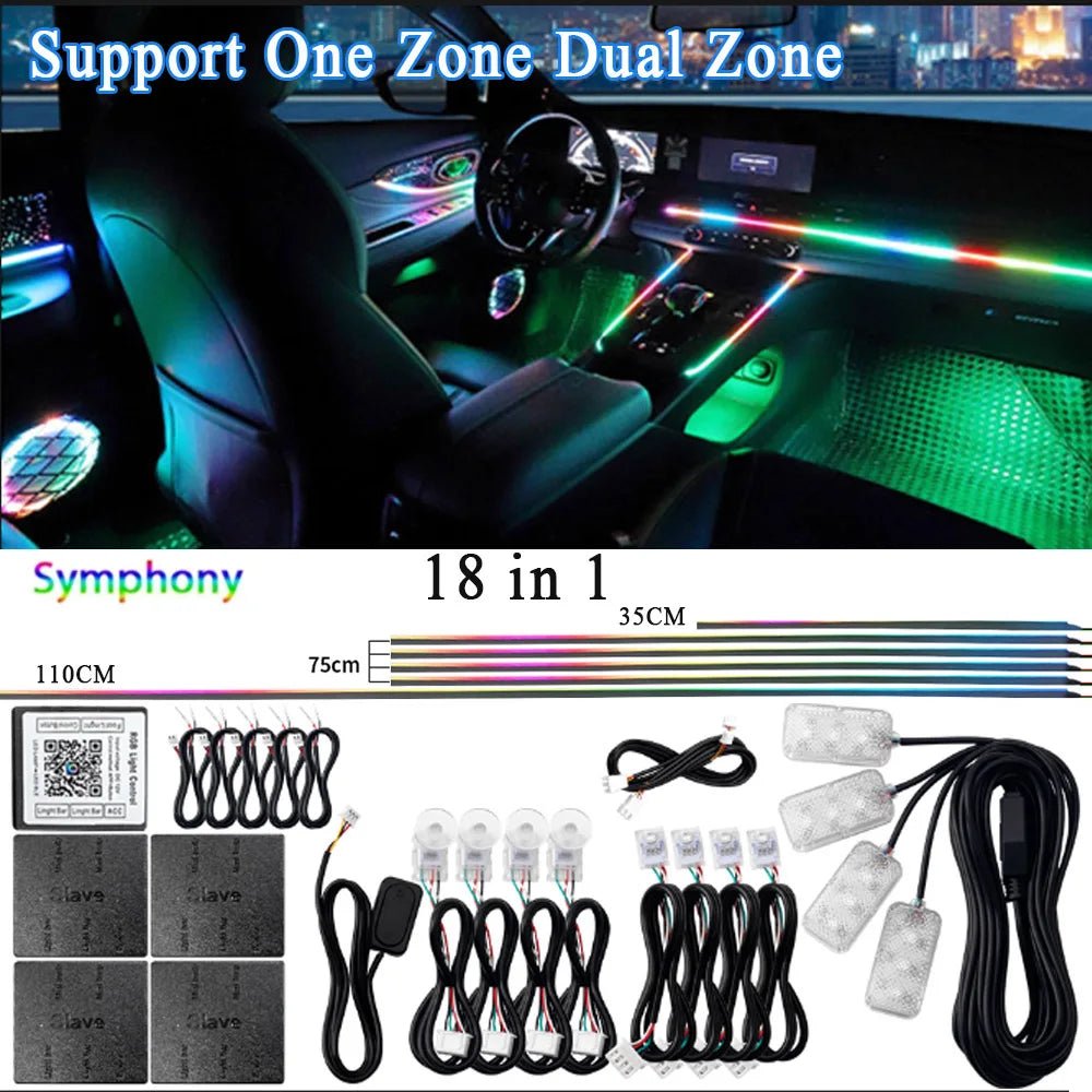 KALADA RGB Acrylic Ambient Light Kit – 213 Symphony Colors, App Control | 6-in-1 to 18-in-1 - Veltrixa Auto