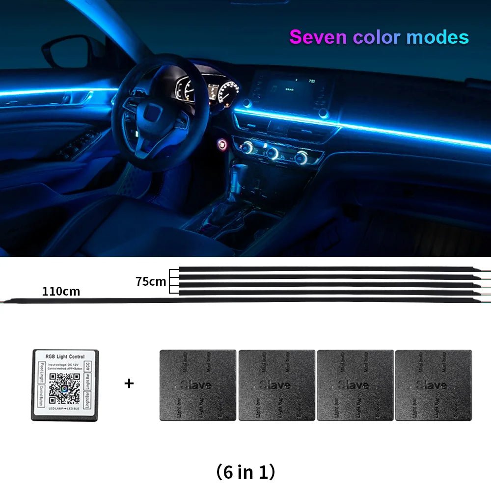 KALADA RGB Acrylic Ambient Light Kit – 213 Symphony Colors, App Control | 6-in-1 to 18-in-1 - Veltrixa Auto