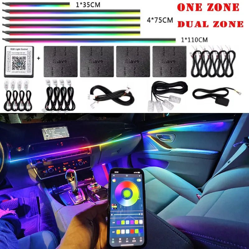 KALADA RGB Acrylic Ambient Light Kit – 213 Symphony Colors, App Control | 6-in-1 to 18-in-1 - Veltrixa Auto