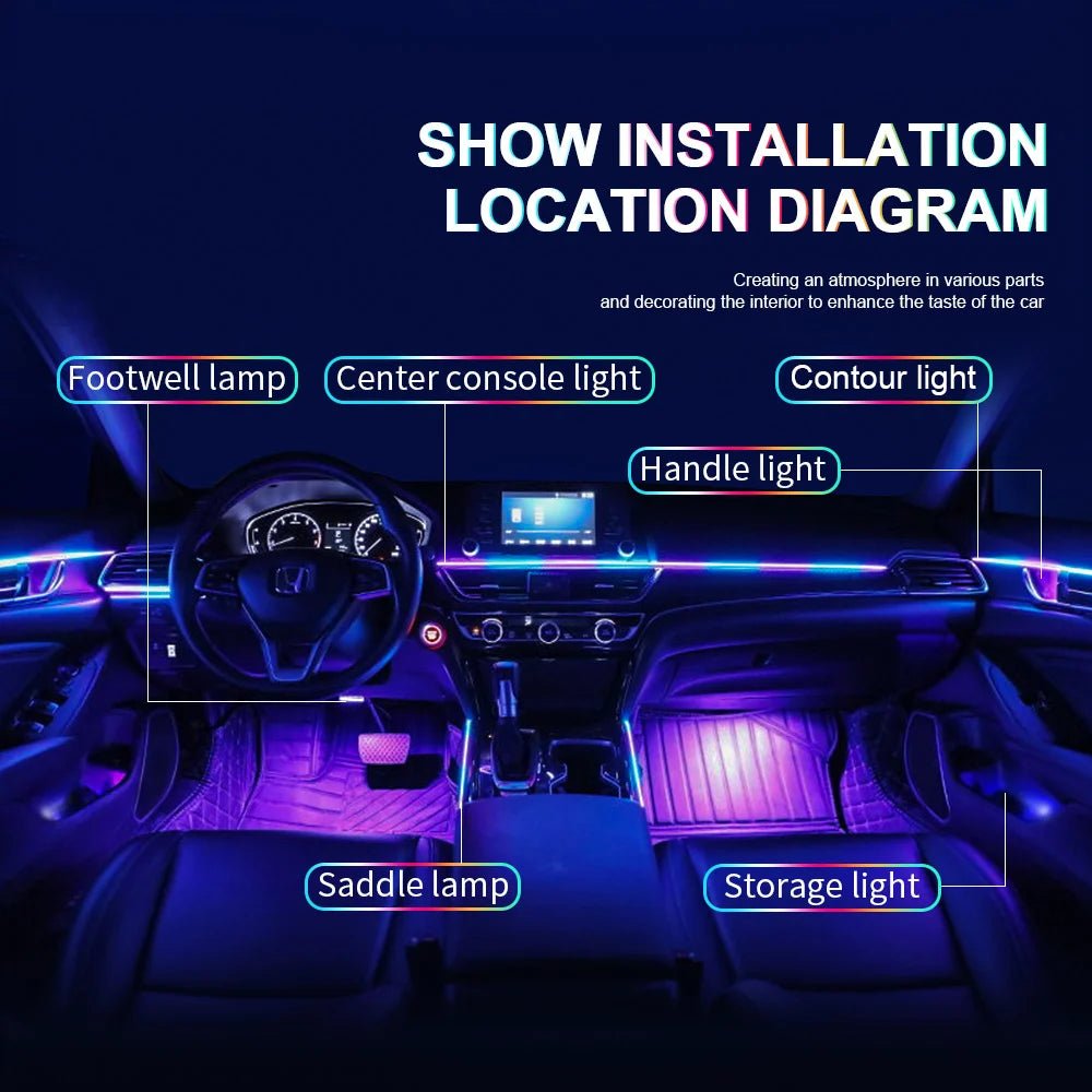 KALADA RGB Acrylic Ambient Light Kit – 213 Symphony Colors, App Control | 6-in-1 to 18-in-1 - Veltrixa Auto