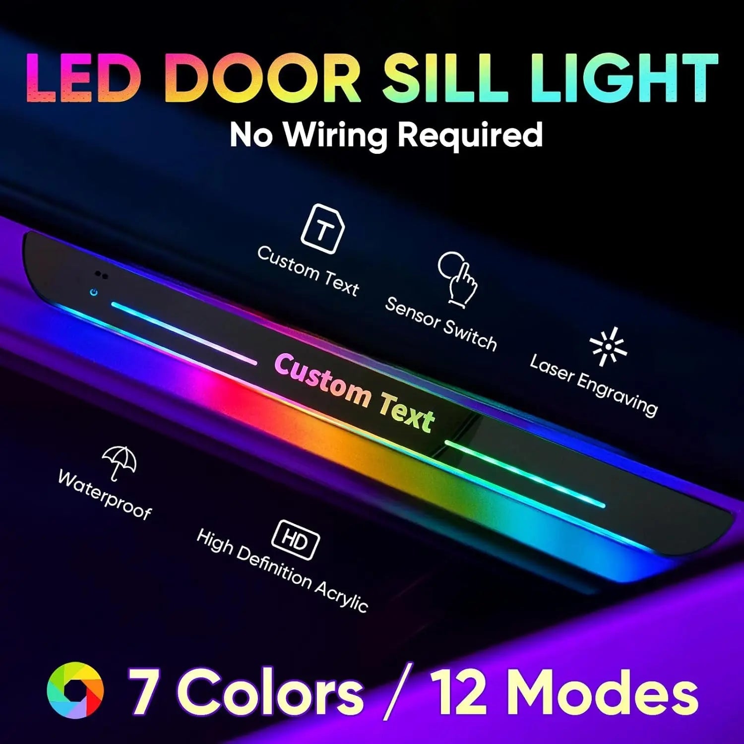 LED Door Sill Welcome Light Strip – RGB Streamer, USB Rechargeable, IP67 | Universal Car Fit - Veltrixa Auto