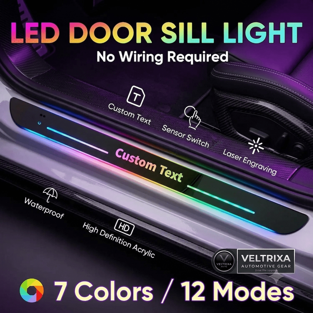 LED Door Sill Welcome Light Strip – RGB Streamer, USB Rechargeable, IP67 | Universal Car Fit - Veltrixa Auto
