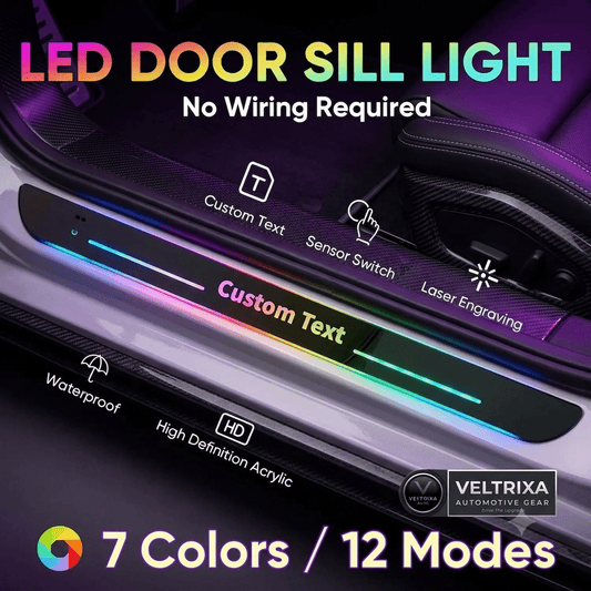 LED Door Sill Welcome Light Strip – RGB Streamer, USB Rechargeable, IP67 | Universal Car Fit - Veltrixa Auto