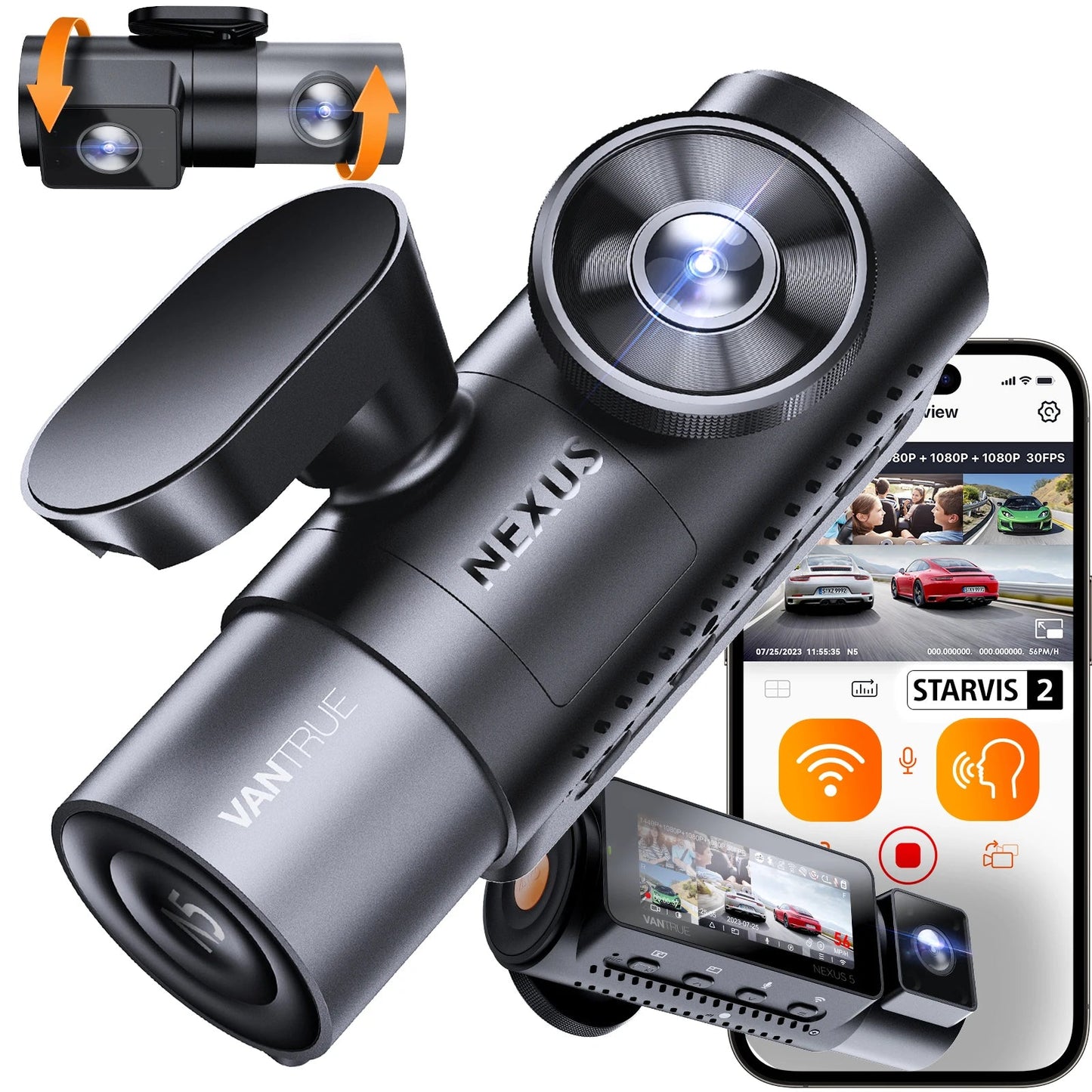 Vantrue N5 4 - Channel DashCam | 360° STARVIS 2 | Veltrixa Auto - Veltrixa Auto