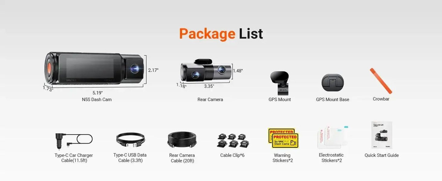 Vantrue N5S 4 - Channel DashCam | 360° Night Vision | Veltrixa Auto - Veltrixa Auto