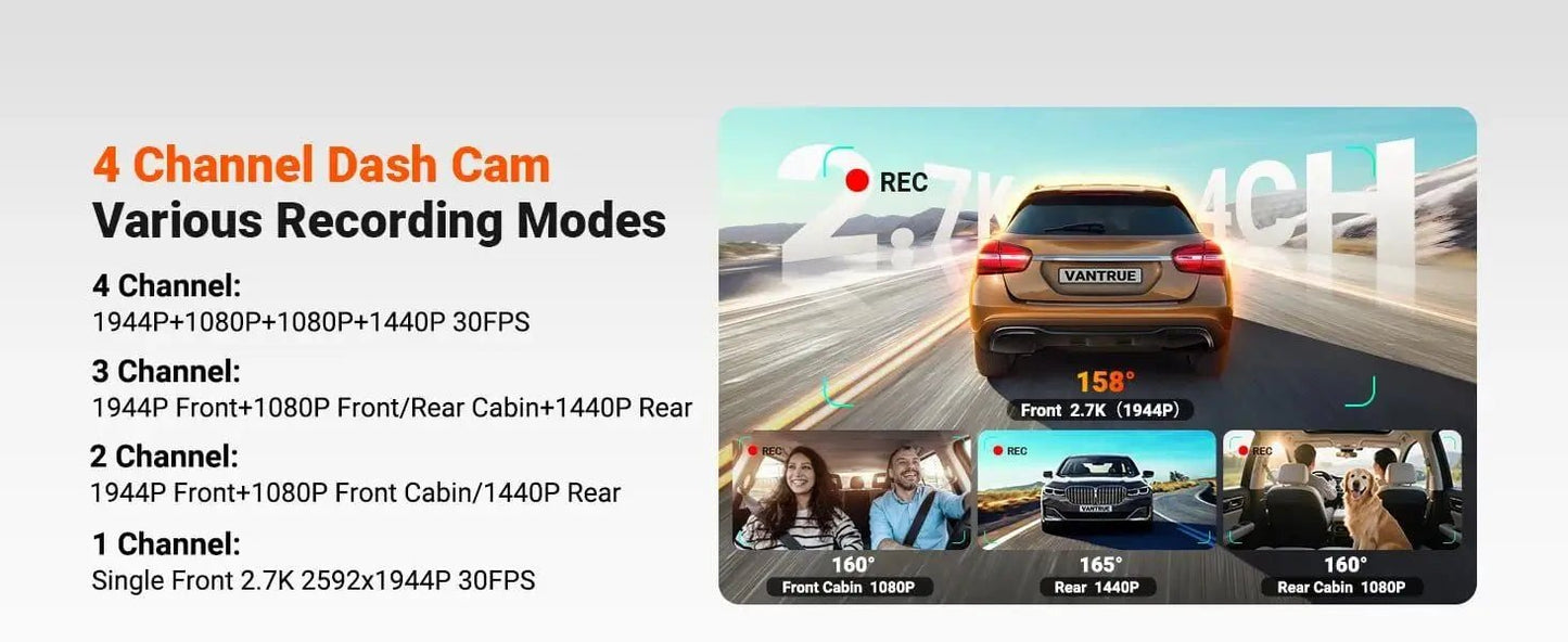 Vantrue N5S 4 - Channel DashCam | 360° Night Vision | Veltrixa Auto - Veltrixa Auto