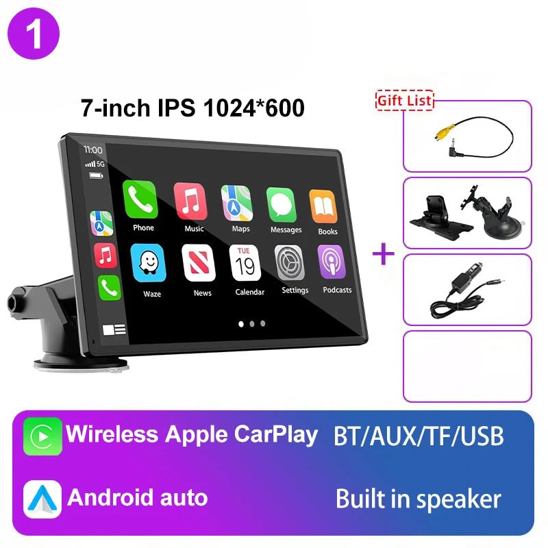 Veltrixa™ 7" Wireless CarPlay & Android Auto Screen – Plug-In Dashboard Display | Universal Car Fit - Veltrixa Auto