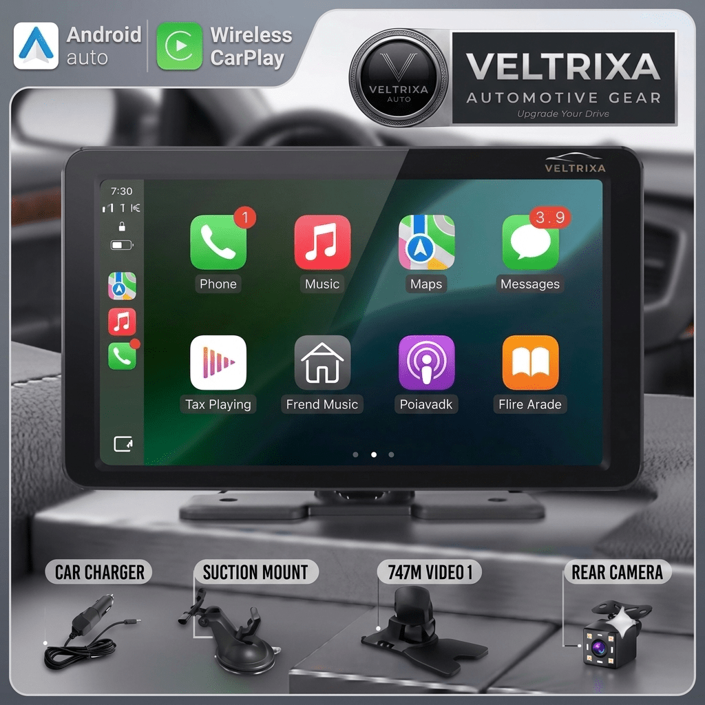 Veltrixa™ 7" Wireless CarPlay & Android Auto Screen – Plug-In Dashboard Display | Universal Car Fit - Veltrixa Auto