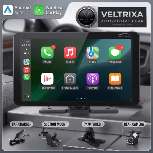 Veltrixa™ 7" Wireless CarPlay & Android Auto Screen – Plug-In Dashboard Display | Universal Car Fit - Veltrixa Auto
