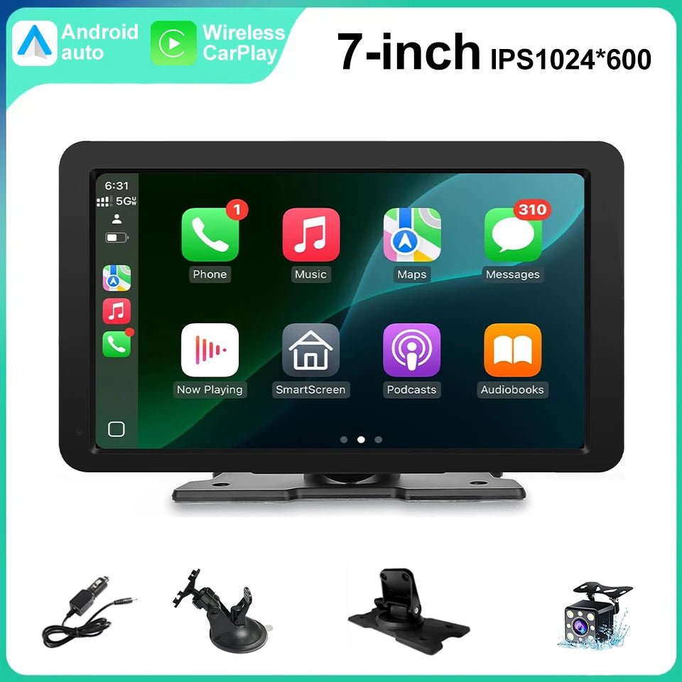 Veltrixa™ 7" Wireless CarPlay & Android Auto Screen – Plug-In Dashboard Display | Universal Car Fit - Veltrixa Auto