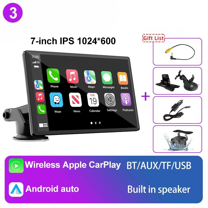 Veltrixa™ 7" Wireless CarPlay & Android Auto Screen – Plug-In Dashboard Display | Universal Car Fit - Veltrixa Auto
