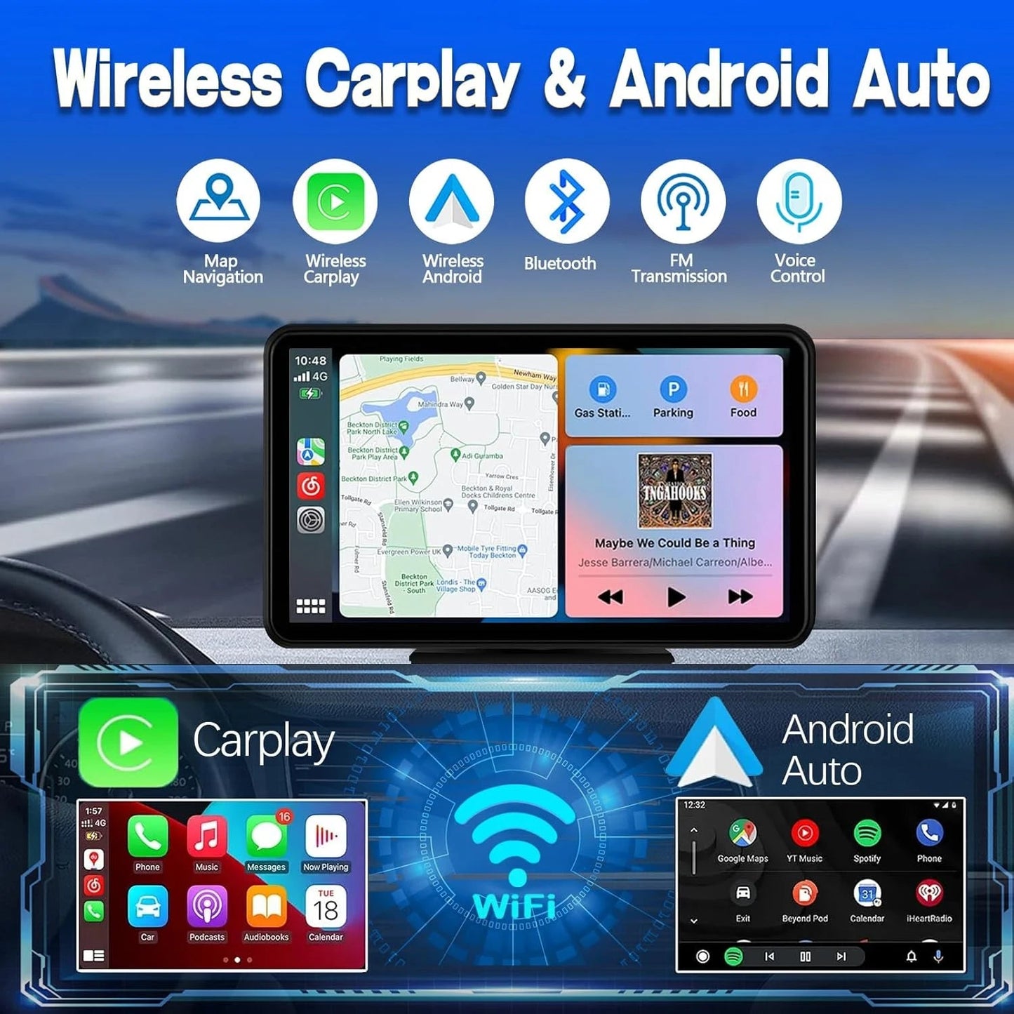 Veltrixa™ 7" Wireless CarPlay & Android Auto Screen – Plug-In Dashboard Display | Universal Car Fit - Veltrixa Auto