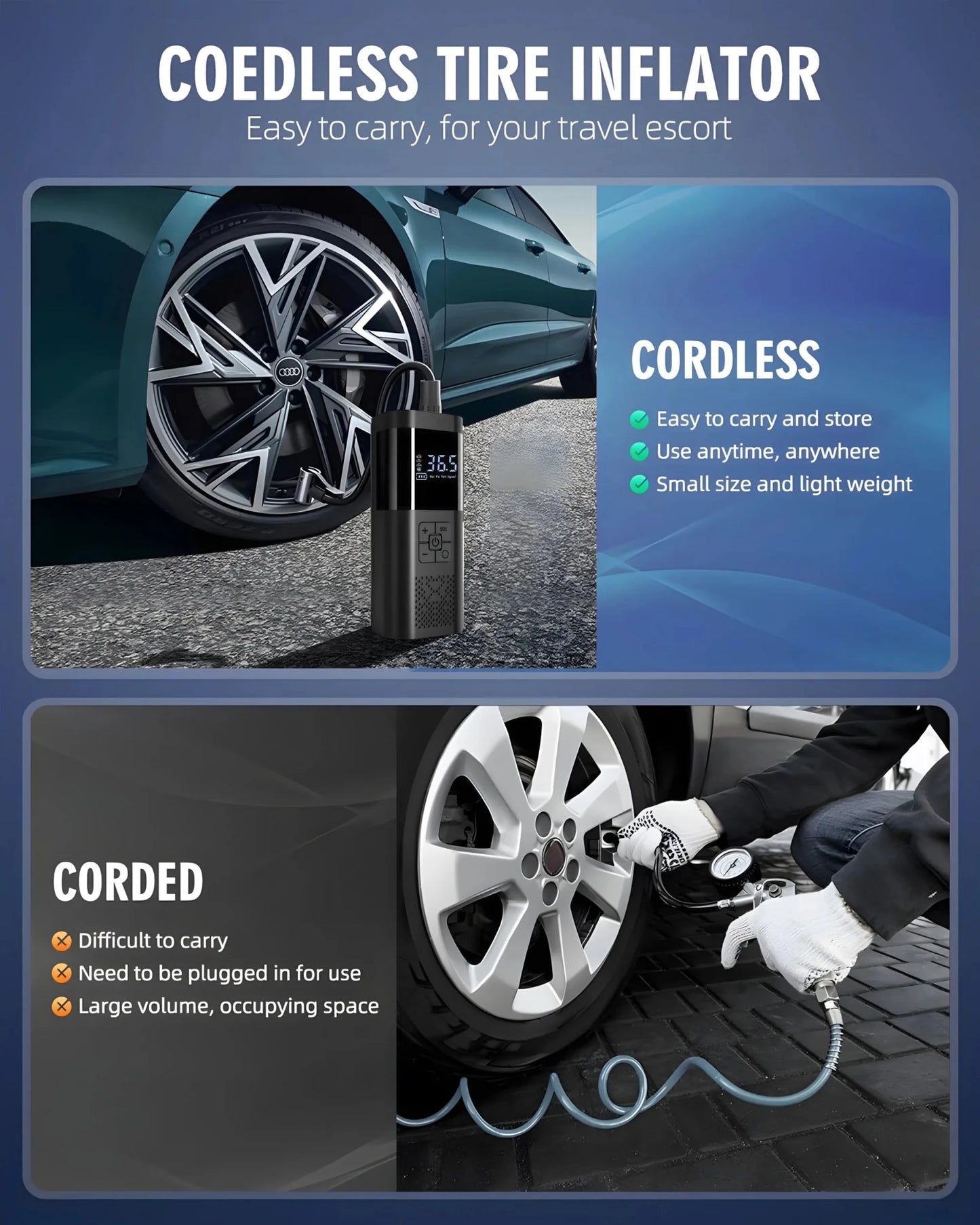 Veltrixa™ Elite 150PSI Cordless Car Air Compressor - Veltrixa Auto